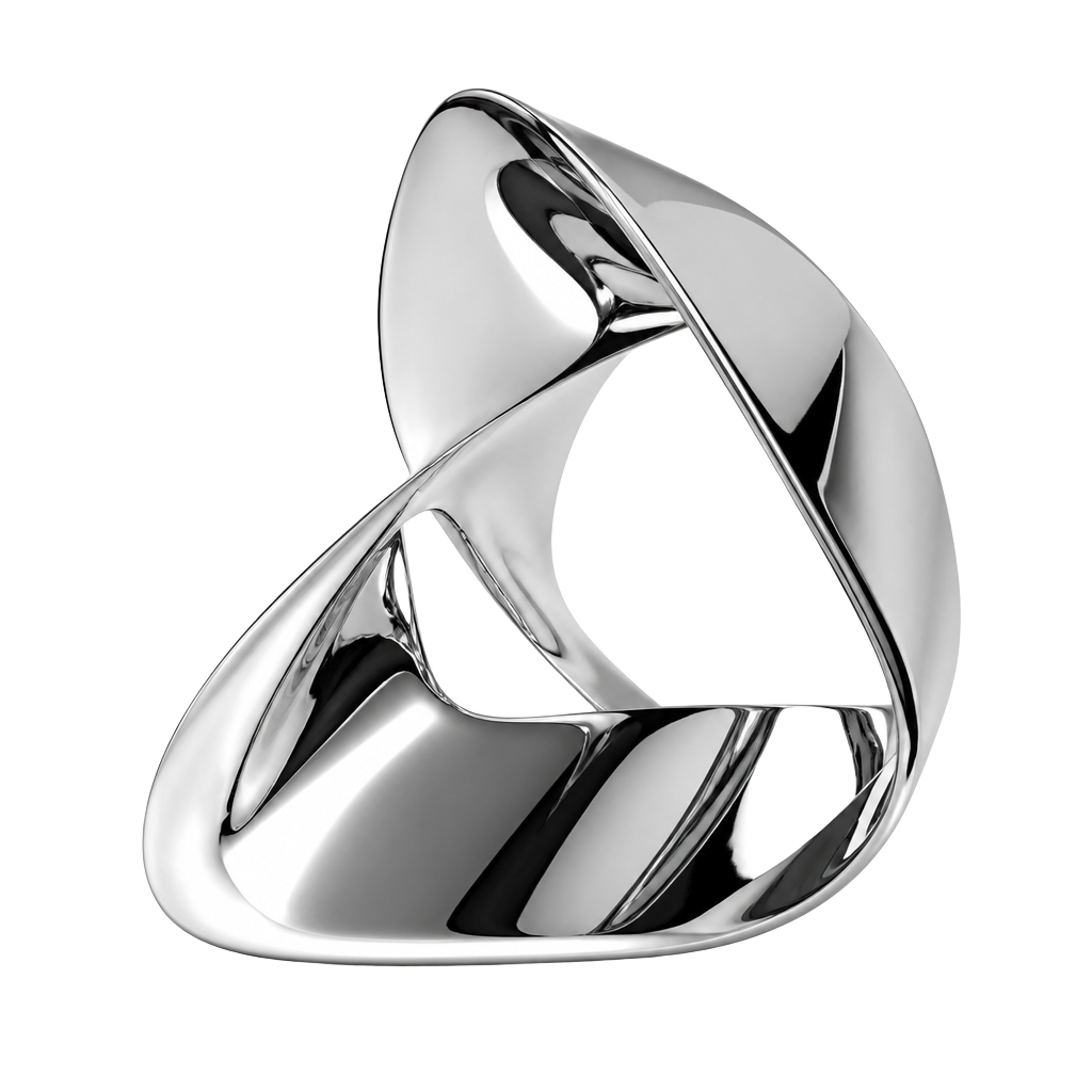 Polished silver ribbon sculpture